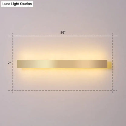 Modern gold plated led rectangular wall sconce with sleek minimalist design for living room or bar lighting