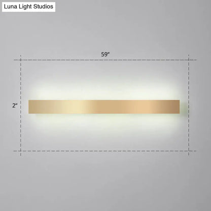 A sleek 59-inch minimalist gold plated led rectangular wall sconce with a modern design for living room or bar lighting
