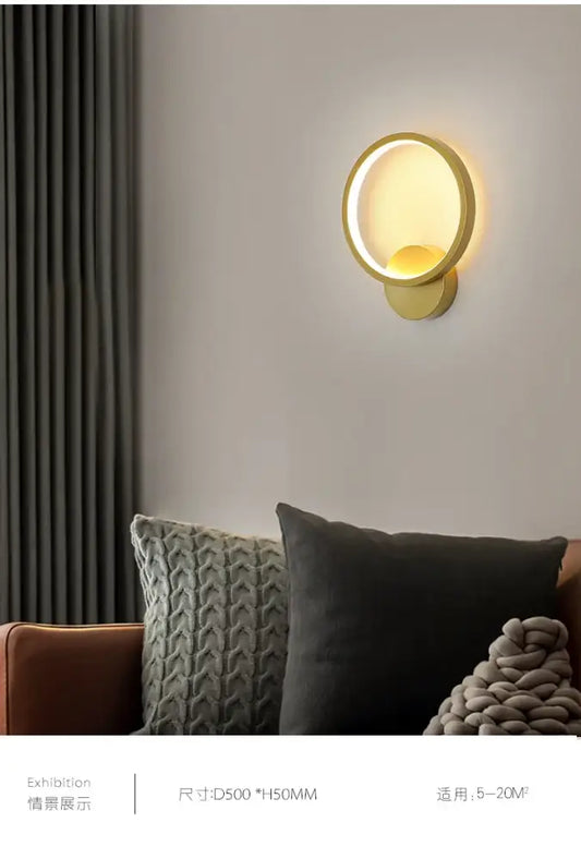 Minimalist gold-toned circular led wall lights with glowing ring for living room decorbites led wall decorbites led wall lights