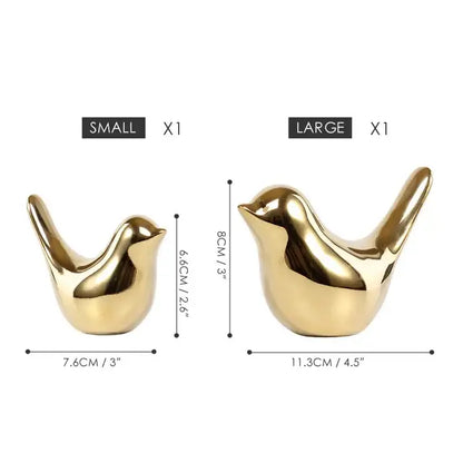 Minimalist decorbites gold rabbit ceramic bird figurines in glossy ceramic finish for living room decor