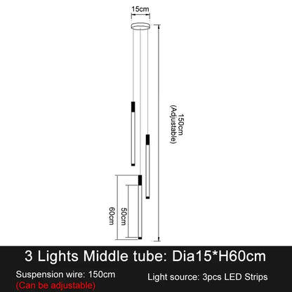 Minimalist gold and white elegant led chandelier with adjustable 150cm pendant and three led strips for living room