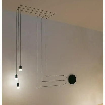 Minimalist led black vintage wall lamp with three cylindrical bulbs and circular base for kitchen and living room decorbites led black