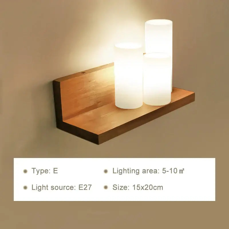 Minimalist led wooden wall lamps with three frosted cylindrical lights and pull chain switch for bedroom decorbites wall lamps