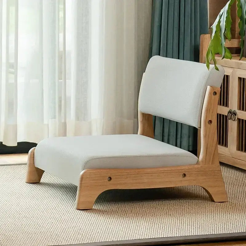 Minimalist light gray legless tatami chair with wooden frame and upholstery for meditation and living room decorbites tatami chair