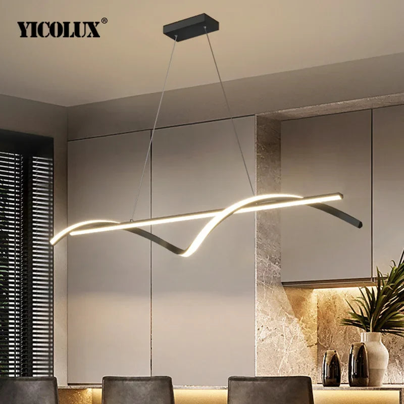 Minimalist Linear LED Pendant Light in Black or White