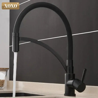 Minimalist matte black chrome kitchen tap with sleek curved spout and pull down mixer for black chrome kitchen decorbites