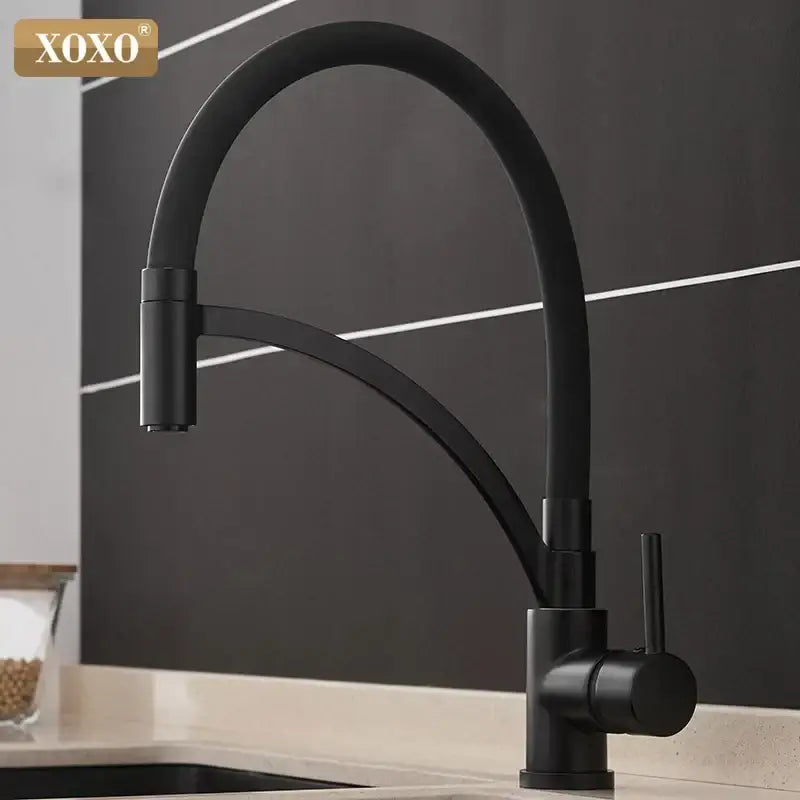 Minimalist matte black chrome kitchen tap with black matte finish and sleek curved spout for decorbites black chrome kitchen use