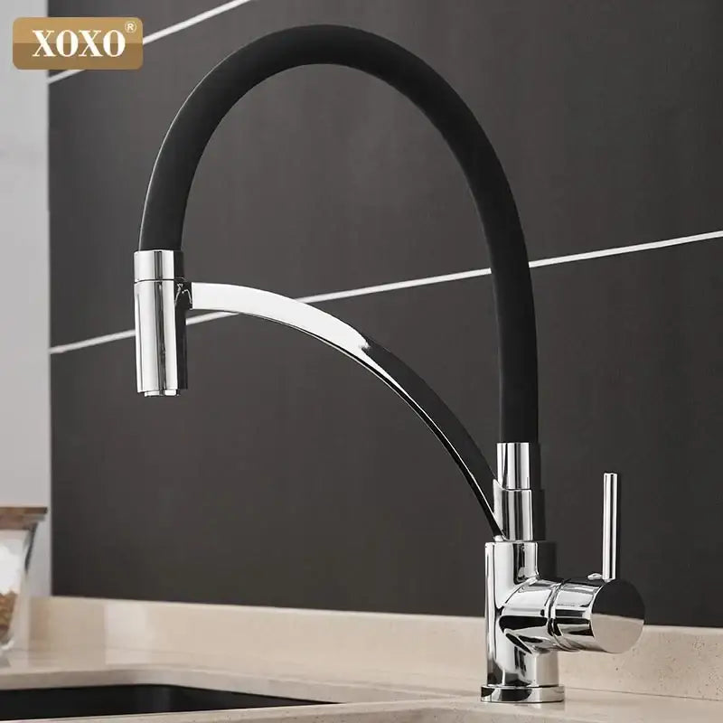 Minimalist matte black chrome kitchen tap with flexible hose and pull-down spout for decorbites black chrome kitchen use