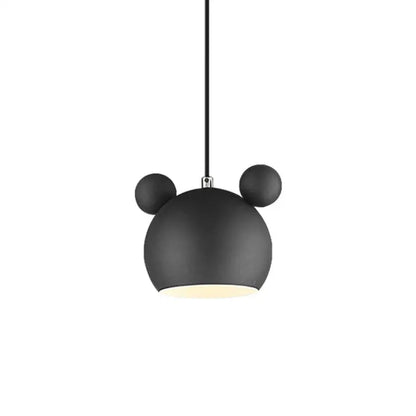 Black matte-finished cartoon mouse pendant light with minimalist design for bedroom decorbites pendant light