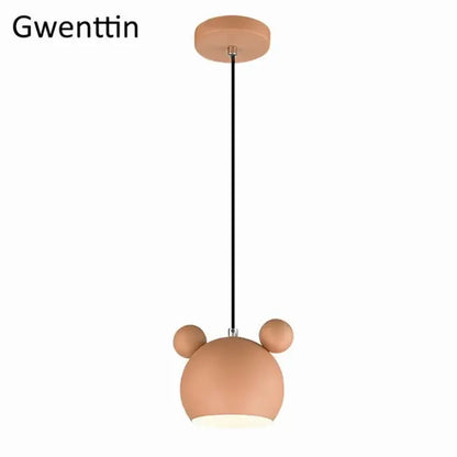 Minimalist beige matte cartoon mouse pendant light with rounded ears for bedroom decorbites pendant light decor