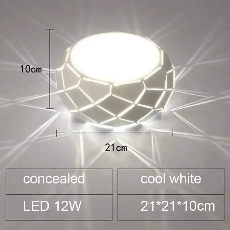 Minimalist metallic dimmable decorbites led ceiling light with geometric white facets and cool white glow ceiling light