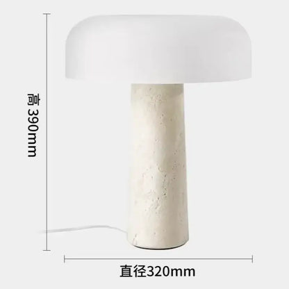 Minimalist mushroom table lamp with decorbites cream marble textured stone base for bedroom decor