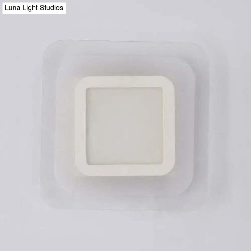 Minimalist off-white square led wall lamp with smooth rounded edges featuring triangle round square design for bedroom
