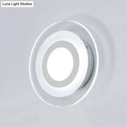 Minimalist off white square led wall lamp with modern circular recessed chrome light featuring triangle round concentric rings