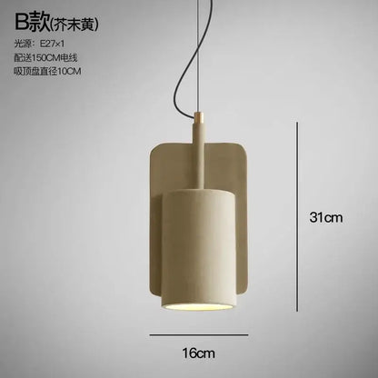Beige cylindrical minimalist decorbites cement pendant lamp with matte finish for kitchen lighting and modern decor