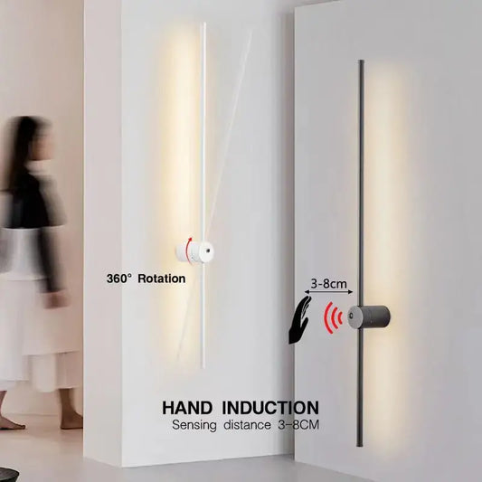 Minimalist white LED wall lamp with 360 rotation and hand induction sensor for bedroom decorbites led wall lamps