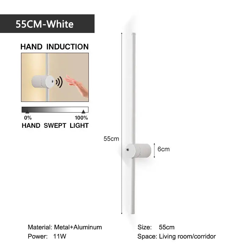 Minimalist white 55cm led wall lamp made of metal and aluminum with adjustable light for bedroom decorbites led wall lamps