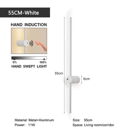 Minimalist white 55cm led wall lamp made of metal and aluminum with adjustable light for bedroom decorbites led wall lamps