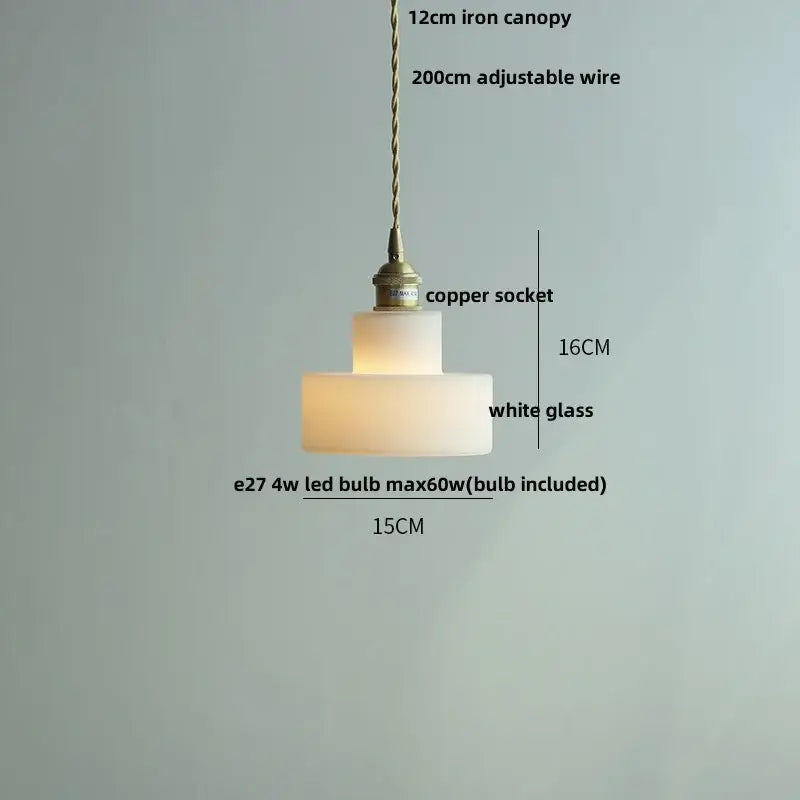 Minimalist white ceramic led pendant lamp with frosted glass led pendant shades and brass socket for dining room lighting
