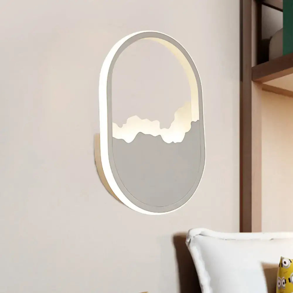 Minimalist white cloud led wall sconce wall lamp with sleek oval frame and soft glowing cutout for bedroom mirror use 220v-240v 110v-120v