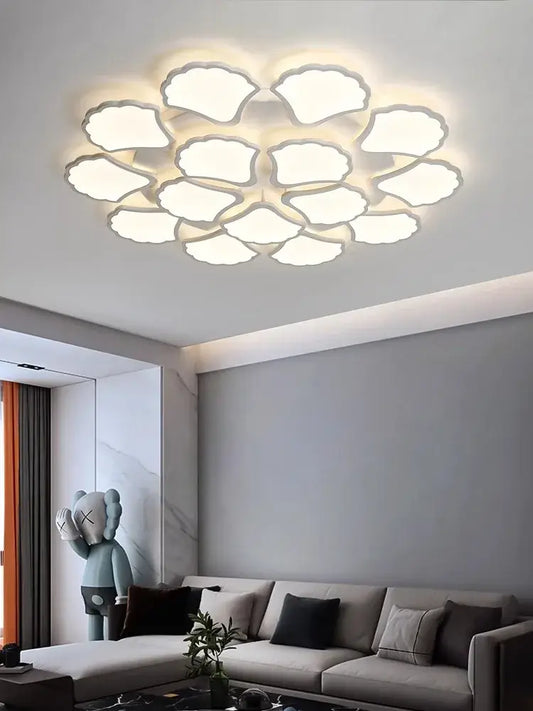Minimalist white ginkgo biloba ceiling lamp with cloud-shaped design for bedroom by decorbites ginkgo biloba
