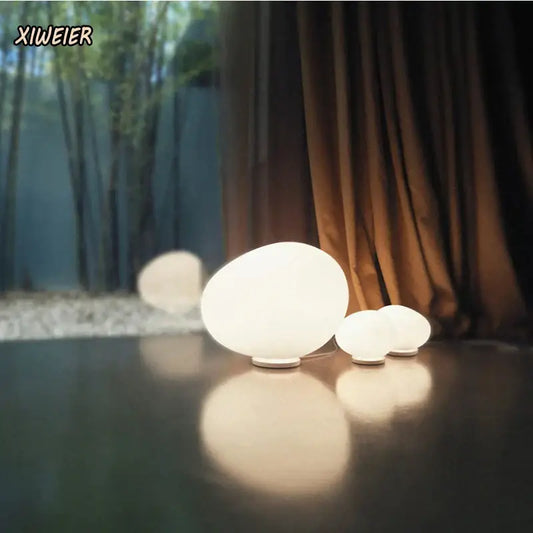 Minimalist white goose egg led floor lamp with smooth translucent surface perfect for bedroom decorbites goose egg decor