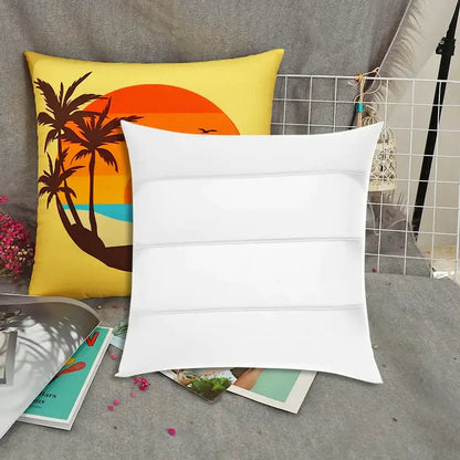 White minimalist inflatable pillow core with horizontal stitched seams in set of 4 for bedroom inserts
