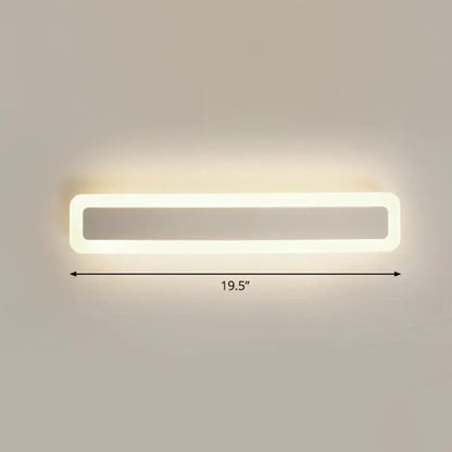 Minimalist white led vanity light wall sconce with sleek rectangular frame and warm third gear diffused lighting