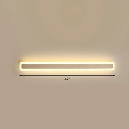 Minimalist white led vanity light wall sconce 47-inch sleek rectangular design with warm white warm third illumination