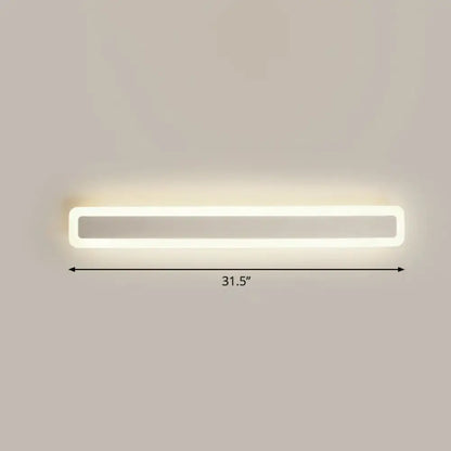 Minimalist white led vanity light bathroom wall sconce with sleek rectangular design and warm white illumination