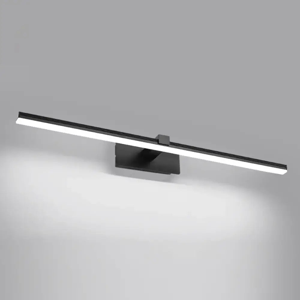 Modern black led wall mount light fixture with sleek rectangular design and minimalist finish for bathroom vanity lighting maximum bulb wattage