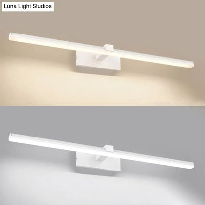Minimalist white led wall mount light fixture with sleek rectangular design and maximum bulb wattage for bathroom vanity