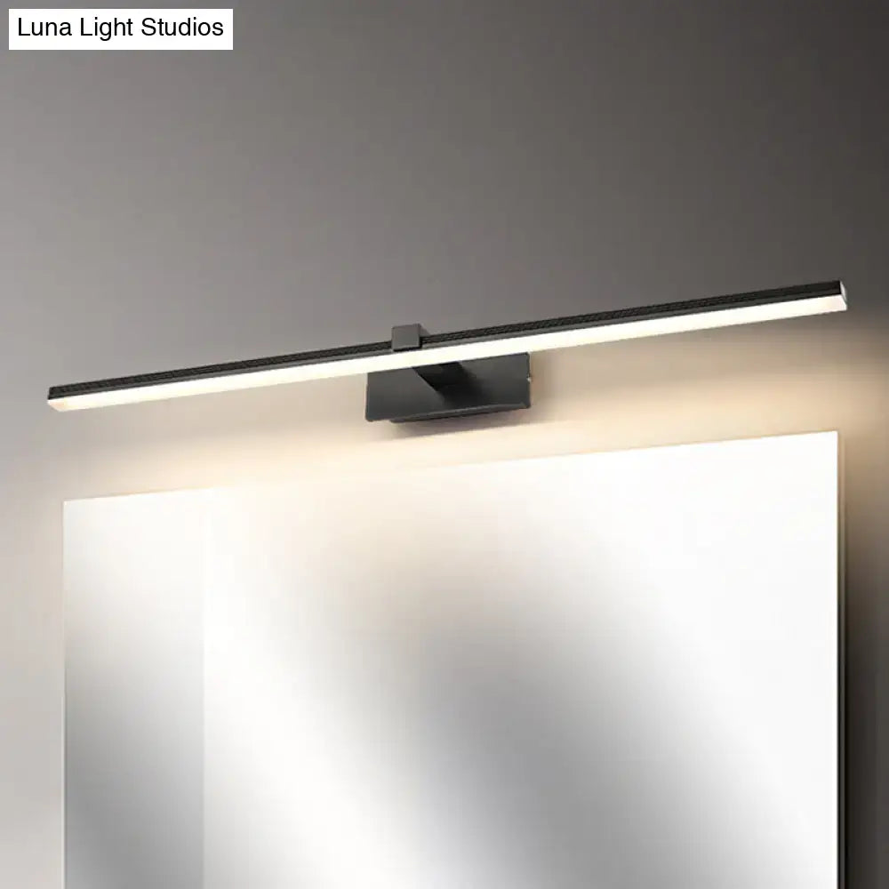 Modern black led wall mount vanity light fixture with sleek rectangular design for minimalist bathroom lighting and maximum bulb wattage