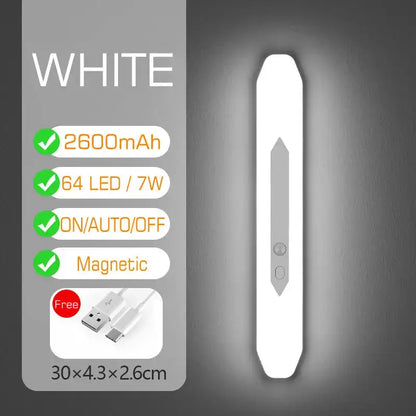 Minimalist white led motion sensor night light with sleek elongated design and magnetic mounting by decorbites