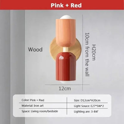 Minimalist pink and red cream zipper wooden wall lamp with modern two-tiered design for bedroom decorbites cream zipper decor