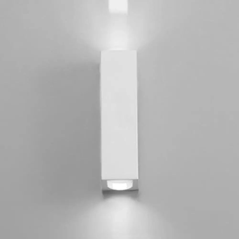 Minimalist white rectangle aluminum wall light with sleek modern design ideal for bedroom use