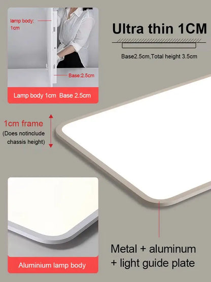 Minimalist white ultra thin 1cm led ceiling light with aluminum frame for modern interiors by decorbites led ceiling
