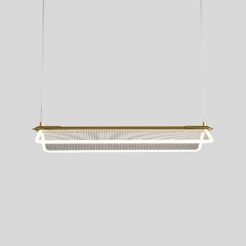 DecorBites™ minimalistic acrylic dining pendant light with sleek white mesh shade and gold folding island light frame