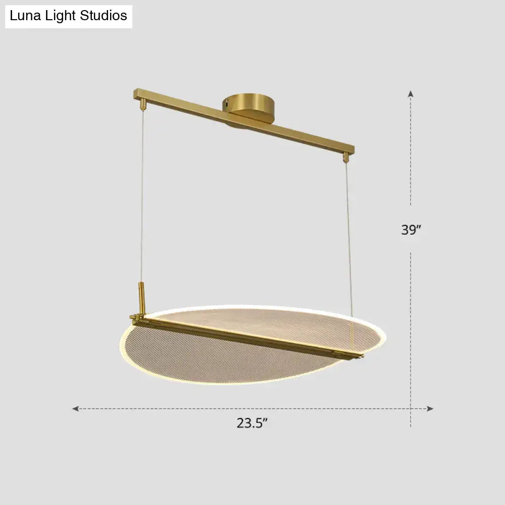 Decorbites minimalistic acrylic dining room pendant light in gold with oval mesh shade folding island light design
