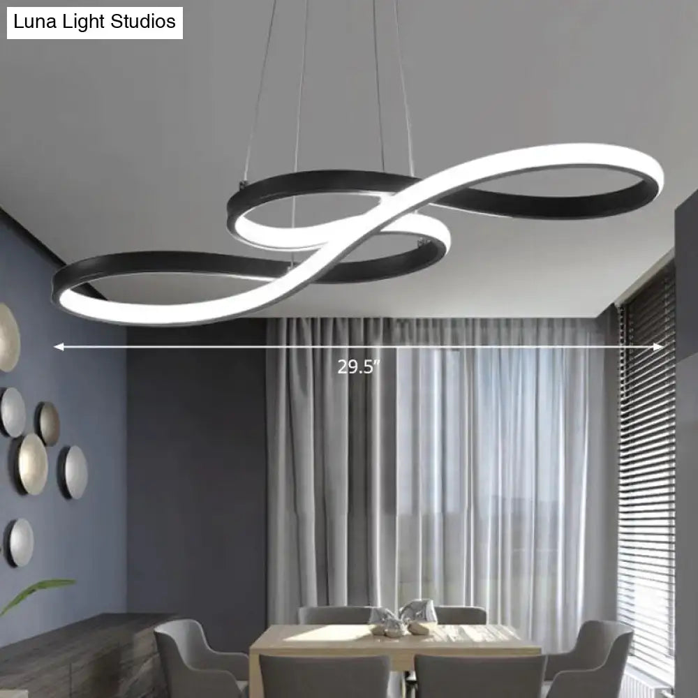 DecorBites minimalistic led ceiling light with modern infinity symbol pendant featuring sleek black and white illuminated rings