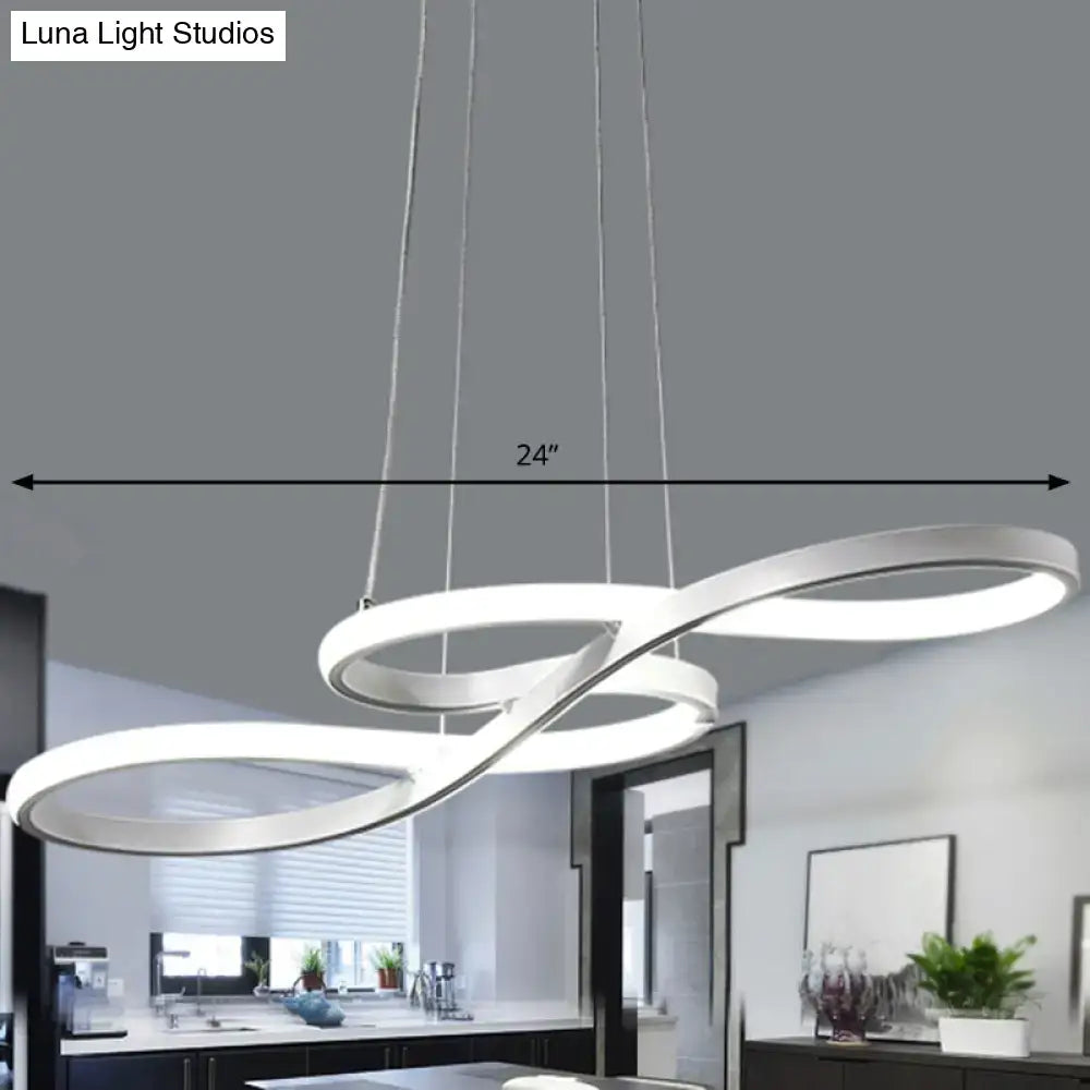 Modern decorbites minimalistic led ceiling light with white acrylic infinity loop rings and thin metallic cords