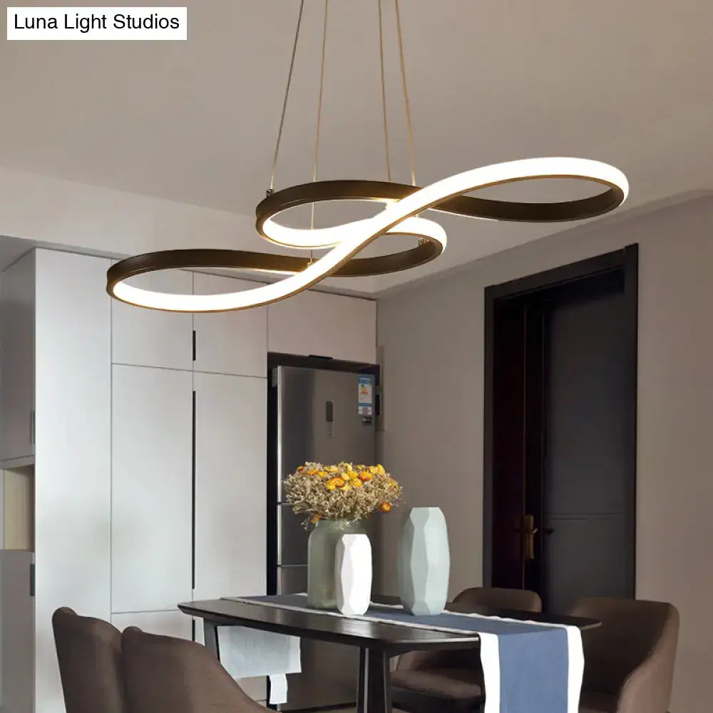 DecorBites™ minimalistic LED infinity-shaped ceiling light in black and white with sleek musical notation design