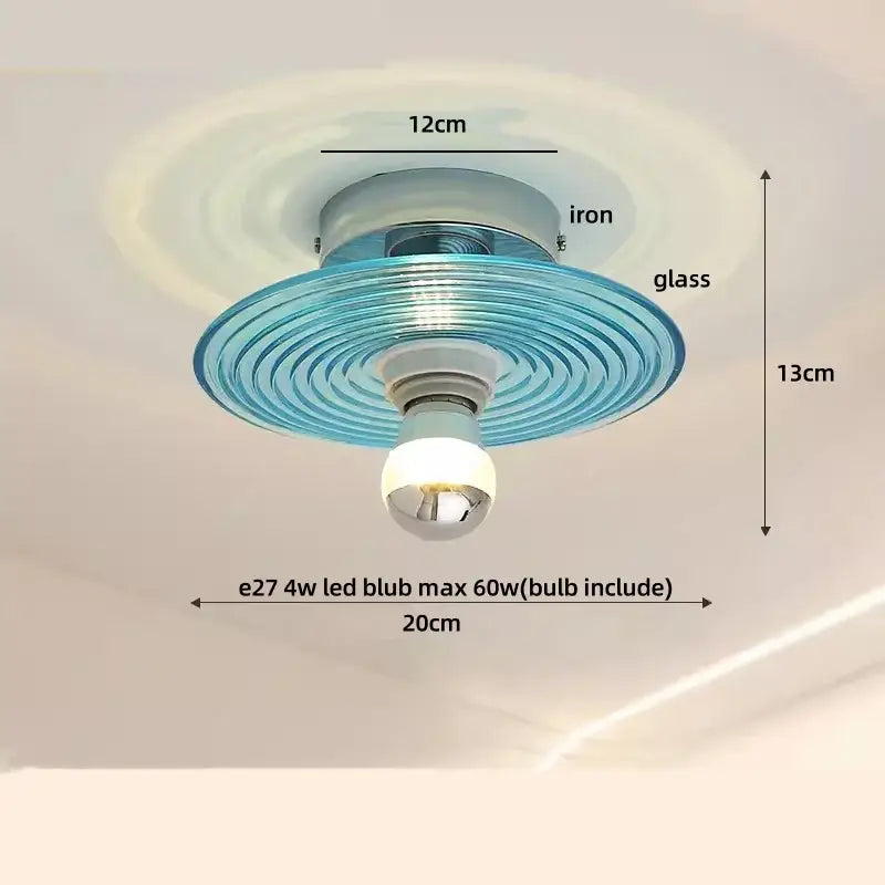 Mint green blue flower glass ceiling light with a translucent blue flower glass shade and iron base flush mount decorbites ceiling light
