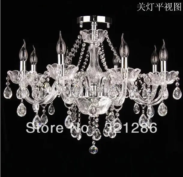 Modern 8 arm crystal k9 chandelier with clear glass arms and polished chrome mount for living room decorbites crystal lighting