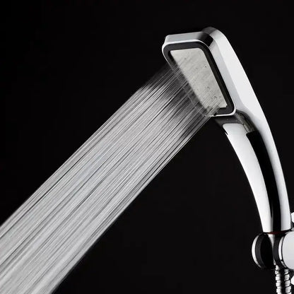 Chrome finished abs chrome square handheld shower head with sleek rectangular design and multiple water jets for bathroom use