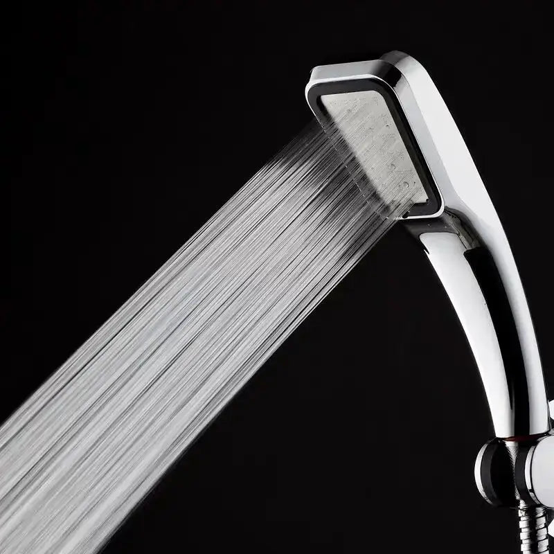 Chrome finished abs chrome square handheld shower head with sleek rectangular design and multiple water jets for bathroom use
