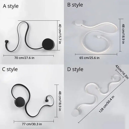 Modern abstract black iron body led wall lamp with sleek black and transparent acrylic minimalist wall-mounted coat hooks