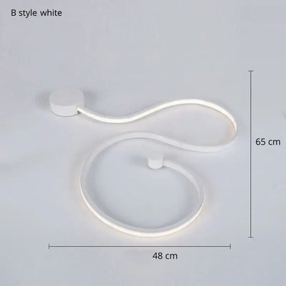 White led wall lamp with sleek curved decorbites iron body for modern bedroom sconce lighting decor