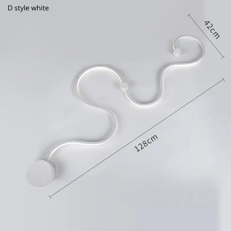 White d-style garment hanger with sleek curved ends shown with modern abstract black iron body led wall lamp decorbites iron body