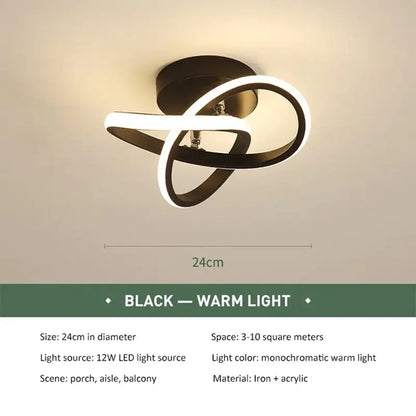 Black modern ceiling light with intertwined circular led rings for kitchens by decorbites led ceiling light